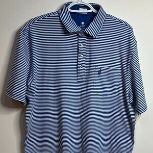 Johnnie-O Polo Shirt Men's Dante Striped Golf Performance Riptide Prep Size L